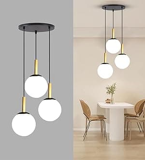 Lyse Decor Hanging Lights for Living Room,Hanging Lamps for Bedroom, Home Decorative Lights for Ceiling, Dining Table Lights, Restaurant/Cafe Lamps (White Shade)
