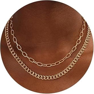 Gold Necklace for Women Dainty Chunky 14K Gold Plated/Sliver Plated Chain Necklace Cuban Link Paperclip Chain Choker Toggle Clasp Layered Necklace for Women Trendy Fashion Gift