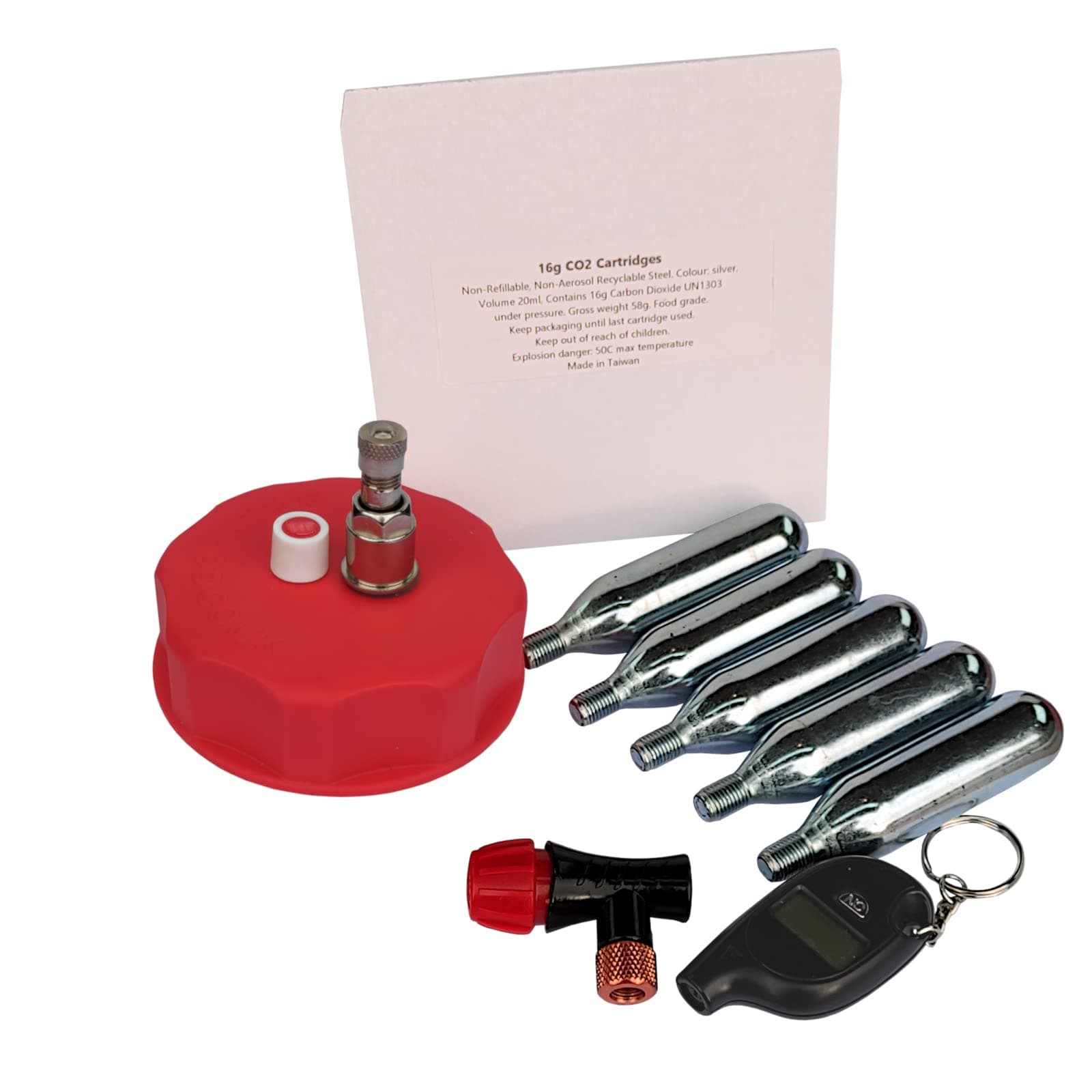 BALLIIHOO 2 Inch Pressure Barrel Co2 Control Cap - Full System with Pressure Gauge and Co2 Bulbs