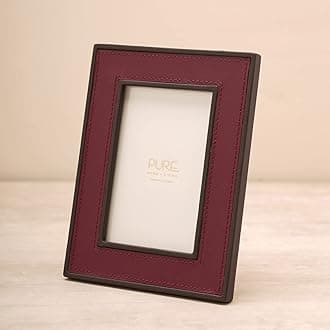 PURE HOME + LIVING Red Faux Leather Photo Frame, Tabletop Frame For Birthday Gift, Anniversary Gift (4X6 Inches, Pack Of 1)