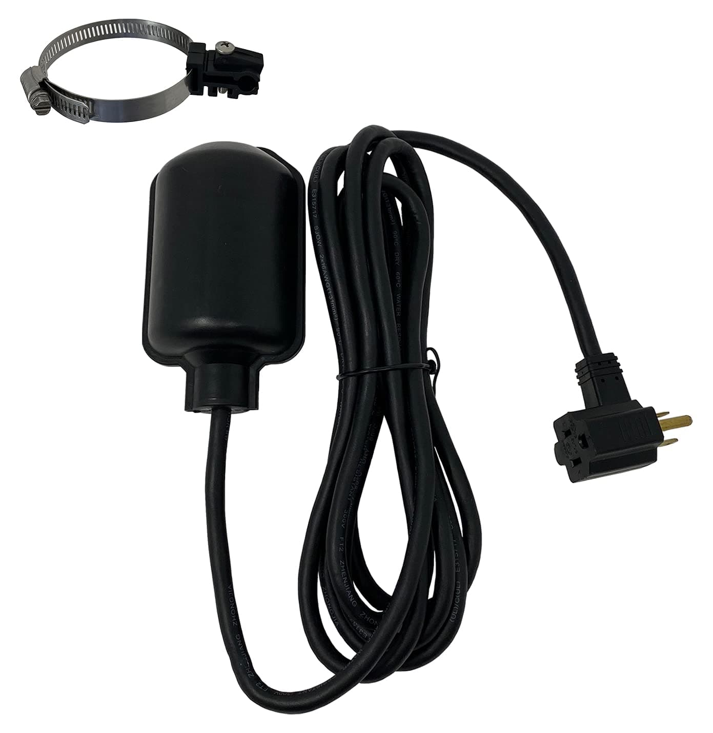 PumpSpy Sump Pump Tethered Float Switch, Universal Float Switch Replacement with Piggyback Plug for Sewage and Sump Pump, Superior Backup Float Switch with Reliable Water Level Sensor - 20 foot cord