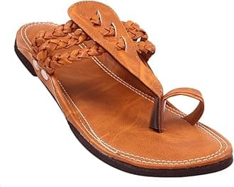 APRATIM MEN'S ETHNIC FOOTWEAR/KOLHAPURI CHAPPAL/FLAT-TAN/Stylish & Comfortable