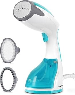 Steamer for Clothes, Portable Handheld Garment Fabric Wrinkles Remover, 30-Second Fast Heat-up, Auto-Off, Large Detachable Water Tank