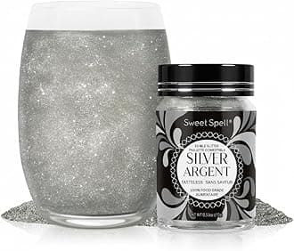 Sweet Spell Edible Glitter (15g) - Shimmer Sparkles for Drinks, Cakes, Cocktails - 100% Edible & Food Grade Glitter, Vegan, Gluten-Free (Silver)