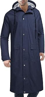 COOFANDYMen's Rain Jacket with Hood Waterproof Lightweight Active Long Raincoat