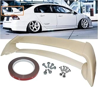 ZXMOTO JDM Mugen Style ABS Rear Trunk Spoiler for 2006-2011 Honda Civic 4 Door FD2 FA2 Mug RR JDM Style Wing (Unpainted)