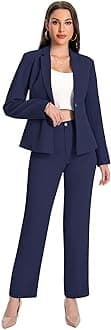 YUNCLOS Women's 2 Piece Office Lady Business Suit Set Slim Fit Blazer Pant