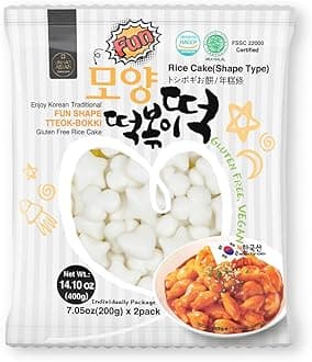 Korean Rice Cake Tteokbokki Tteok in Fun Shaped, Chewy, Sticky Rice Cakes – Vegan, NON-GMO, Gluten Free, K-food Staple, Convenient and Easy to Cooking -14.10 oz Pack (2 X 7.05oz)