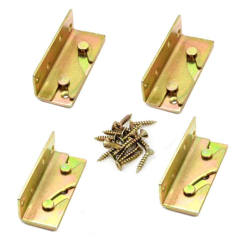 Socell 4 Sets Bed Rail Brackets Heavy Duty No-Mortise Bed Rail Fittings Wooden Bed Frame Connectors with Screws for Headboards Footboards Hold 500 pounds Maximum