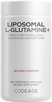 Liposomal L-Glutamine Capsule Supplement - 1,000 mg L-Glutamine per Serving - 3-Month Supply - Liposomal Delivery, Vegan Pills, Non-GMO, Gluten-Free Amino Acid - 180 Capsules