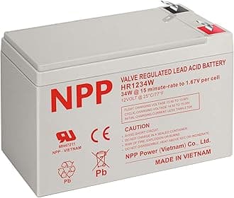 NPP HR1234W (F2, 1Pcs) 204Watts 12V 34Watts/Cell AGM Sealed Lead Acid Rechargeable Battery Replace 12V 9Ah for Back-UPS Flame Retardant UPS Battery
