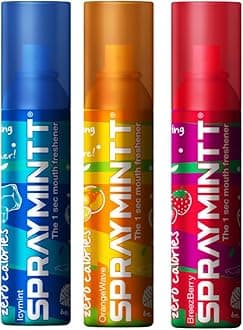 Spraymintt Mouth Freshener | Mukhwas | Breath Freshener | Oral Hygiene |175+ sprays of instant long lasting with Zero Calories Freshness | Icymint flavour + Orangewave flavour + Brezeberry flavour | 15g - Combo of 3