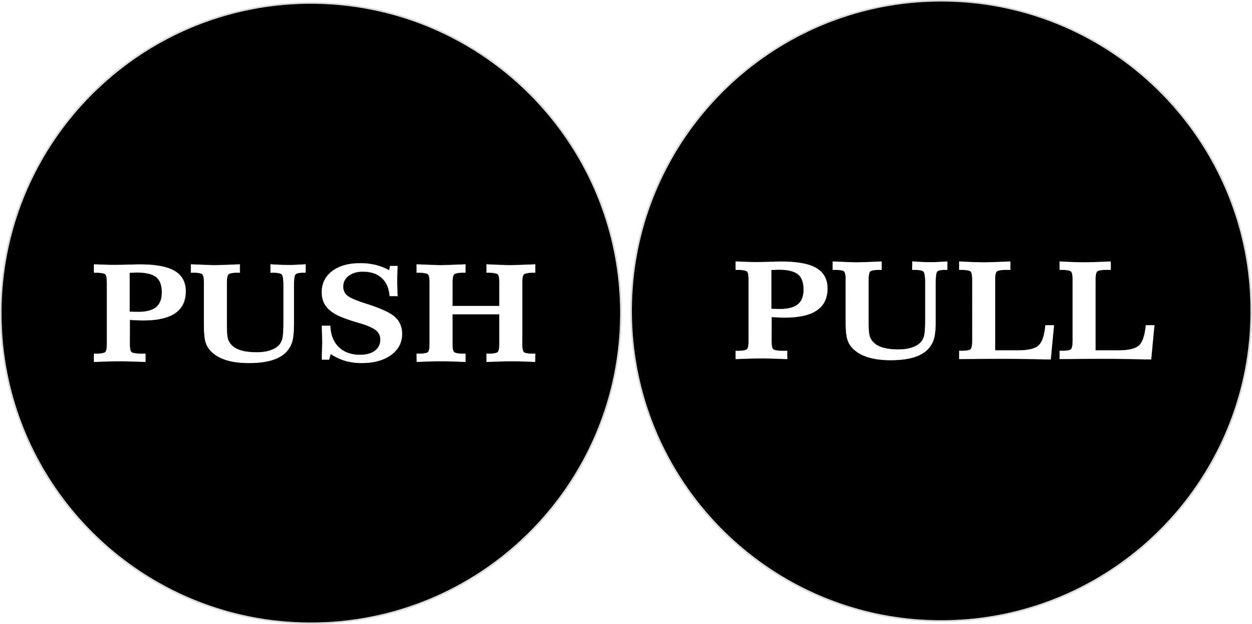 Supply360 Premium Round Push/Pull Door, 2.75" Round, Black/White, Laser Engraved Acrylic and UV Stable, for Indoor & Outdoor Use