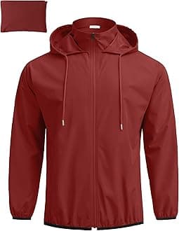 COOFANDY Men's Light Rain Jacket with Hood Packable Waterproof Raincoat Golf Rain Gear Travel Hiking Windbreaker
