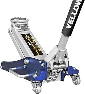 Yellow Jacket Floor Jack Hydraulic Low Profile Aluminum and Steel Jack, Lightweight Car Jack with Quick Lift Pump, 1.5 Ton (3,000 lb) Capacity