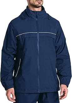 ZITYMen's Rain Jacket Waterproof with Hood Lightweight Windbreaker Jacket for Men Breathable Mesh Raincoat for Hiking Golf