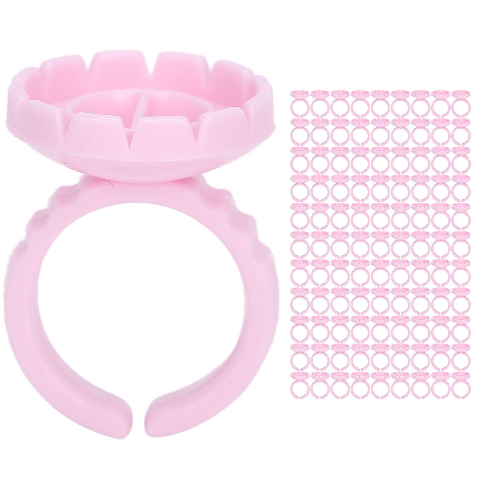 Eyelash Extension Glue Ring Cup, Disposable Eyelash Glue Ring Cup 100PCS for Home ( 100 packs)