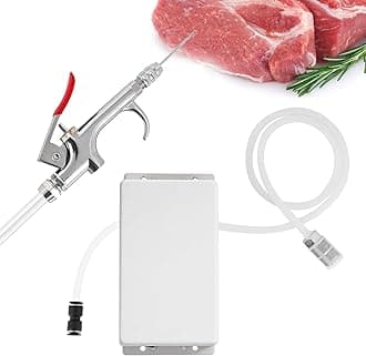 Electric Meat Injector Gun Pump with Hose - 70W Stainless Steel Marinade Injector Syringe, 10 Needles for BBQ, Turkey, Pork, Beef - Perfect for Home Grilling, Family Parties & Outdoor Cooking