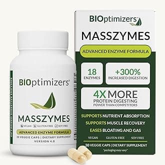 - MassZymes - Complete Digestive Enzymes Supplement for Gut Health - Bloating Relief for Men and Women - Lipase Amylase Bromelain Digestive Enzymes (30 Capsules)