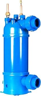 QUELECO Pool Water Heat Exchanger 43 kBtu Titanium Twisted Tube PVC Shell for Swimming Pool Heat Pump Solar Spa Heating and Cooling