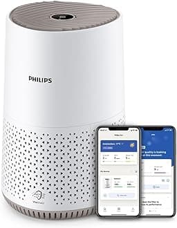Air Purifier 600 Series, Ultra-quiet and energy-efficient, For allergy sufferers, HEPA filter removes 99.97% of pollutants, Covers up to 44m2, App control, White (AC0650/20)