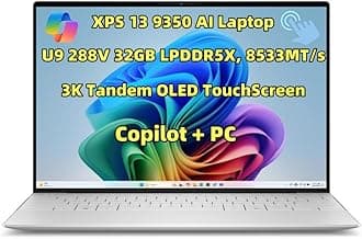 2025 New XPS13 9350 Thin & Lightweight Copilot+ AI Laptop 13.4 inch 3K Tandem OLED Touch Screen Ultra 9 288V 32GB RAM 2TB SSD Webcam Backlit Keyboard Fingerprint Reader WiFi 7 Thunderbolt 4 Win 11 Pro