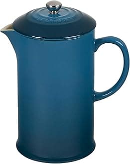 Le Creuset Stoneware Cafetière French Press with Stainless Steel Plunger, 1 Litre, Serves 3-4 Cups, Deep Teal 60706086420003