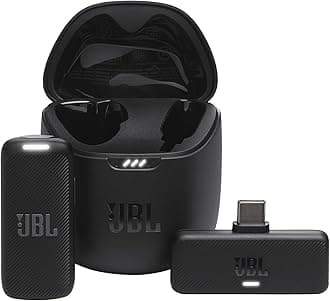 JBLQuantum Stream Wireless USB-C - Portable Wireless Streaming Microphone for Crystal Clear Recordings, 24 Hours Recording Time, Plus Speed Charging, Windshield Included for