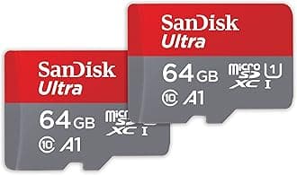 64GB Ultra microSDXC card + SD adapter up to 140 MB/s with A1 App Performance UHS-I Class 10 U1 - Twin Pack