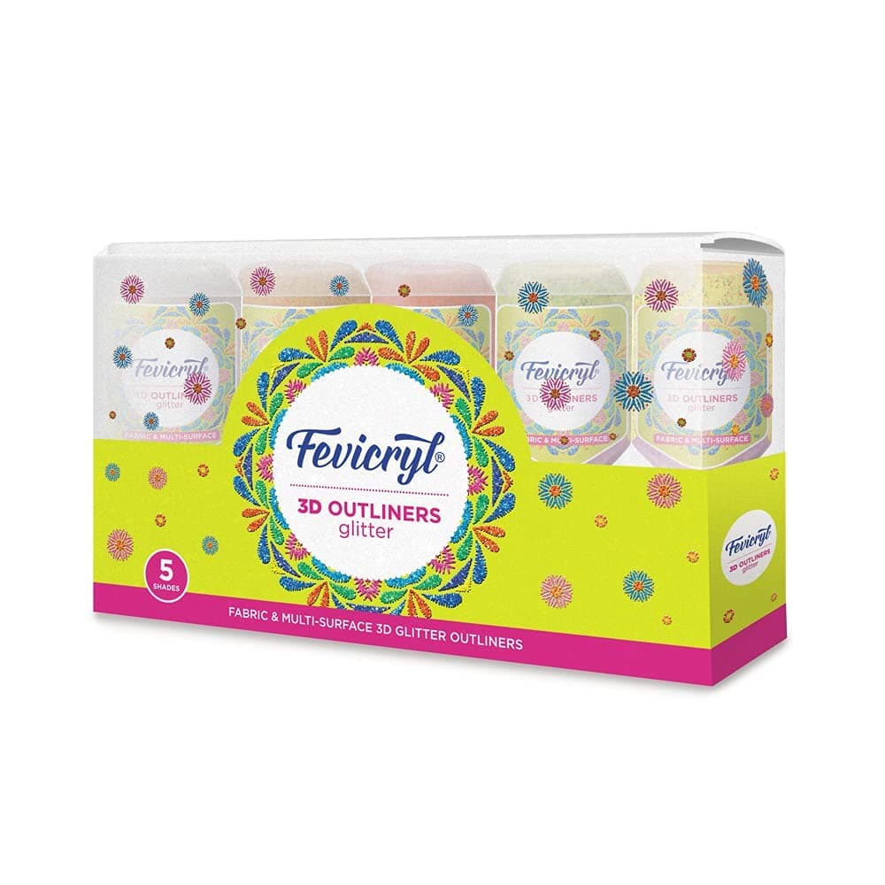 3D Outliners Glitter Fabric & Multi-Surface – Set of 5 Shades