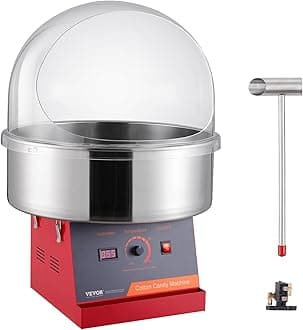 Cotton Candy Machine Commercial, 1000W Electric Floss Maker with Cover, Stainless Steel Bowl, Sugar Scoop, Storage Drawer, Perfect for Home, Carnival, Kids Birthday, Family Party, Red