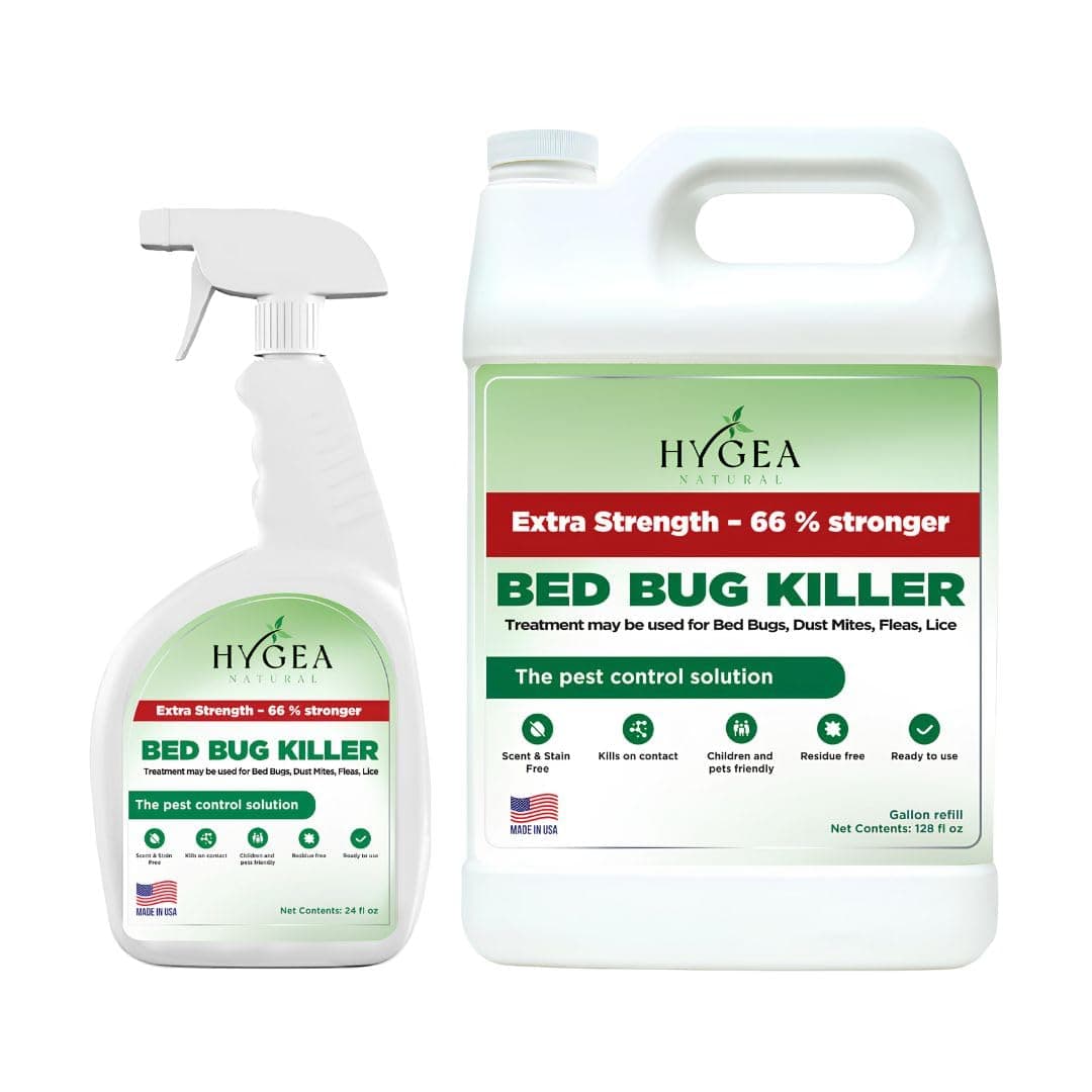 Extra Strength Bed Bug & Lice Elimination Duo - Extra Strength 24 oz Lice, Bed Bug & Mite Spray & 128 oz Spray Refill - Child & Pet Friendly - Stain & Odor Free - 66% Stronger Formula