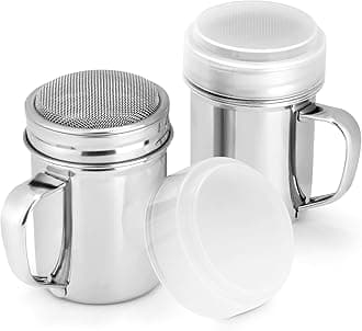 Accmor Powdered Sugar Shaker Duster, Cinnamon Shaker Flour Shaker Sifter, Fine Mesh Stainless Steel Dredge for Sugar Flour Cocoa Coffee Bar, 6 Ounce, 2 Pack