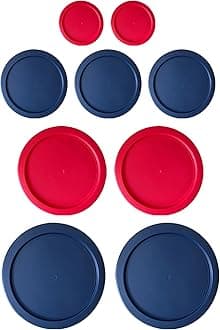 Replacement Lids for Pyrex Glass Food Storage Containers Round (2) for 7202-PC 1 Cup (3) for 7200-PC 2 Cup (2) for 7201-PC 4 Cup (2) for 7402-PC 6/7 Cup Red Blue