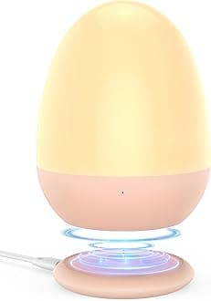 JolyWell Night Lights for Kids with Stable Charging Pad, Touch Control&Timer Setting, ABS+PC Baby Egg Lamp for Breastfeeding, Pink
