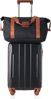 Merax Luggage Set 3 Piece Carry on Luggage, Lightweight Durable Suitcases with Spinner Wheels, Corner Guards (Black Brown, 20inch)