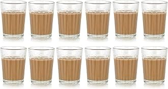 12 Pcs Tea Chai Milk Coffee Small Glass Cups for Brother, Sister, Women, Men, Girls | Chai Glasses Tea Set Coffee Cup (Transparent) (100 ml - Cup Set of 12)