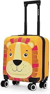 Tic Tac Toe Polycarbonate Hard-Sided Spinner 8 Wheel Cabin Luggage for Kids Yellow 44cm|17inch Kids Trolley Bag |Zoo Lion