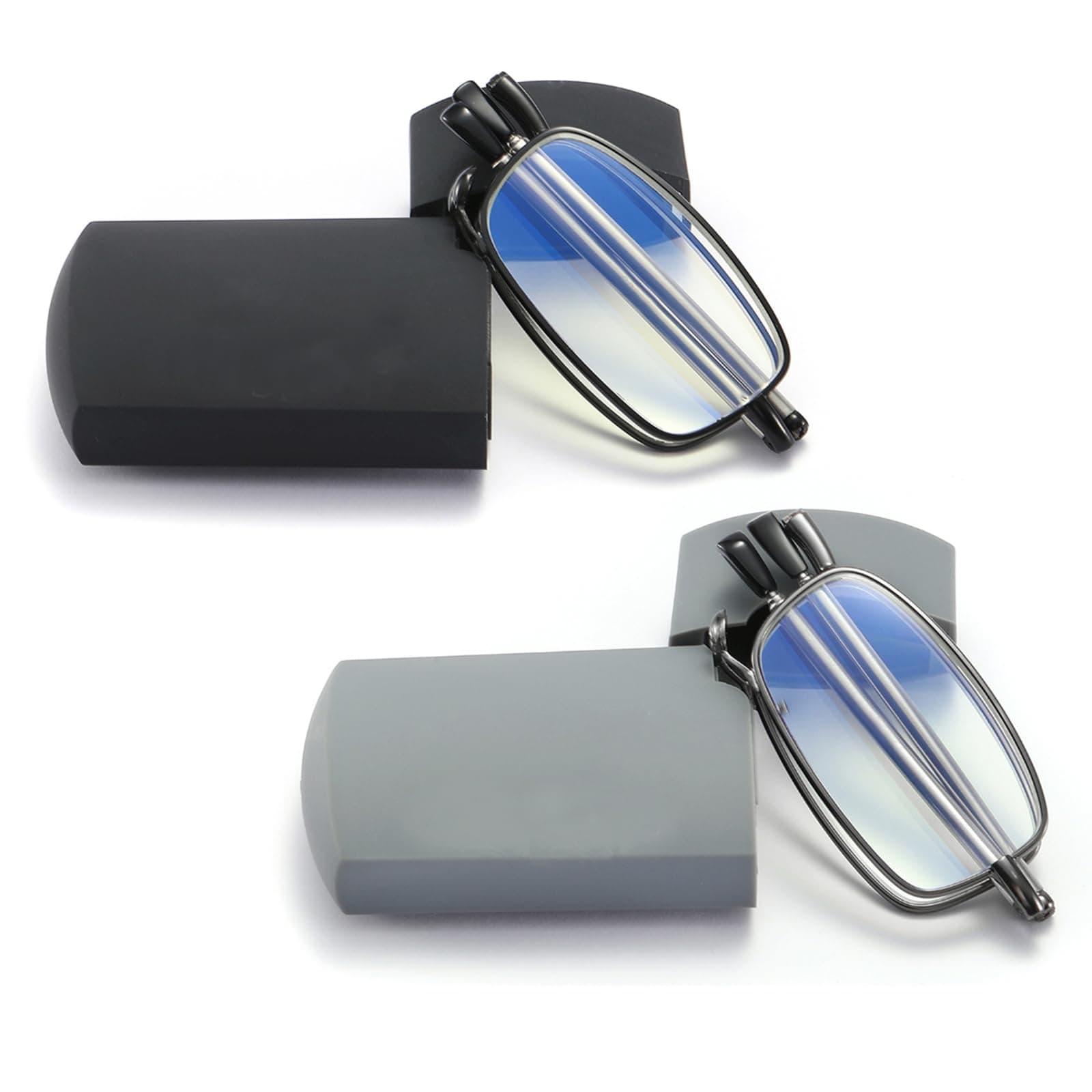 2 Pack Reading Glasses for Women Man, Foldable Computer Readers with Blue Light Protection, Anti-Eyestrain/Glare