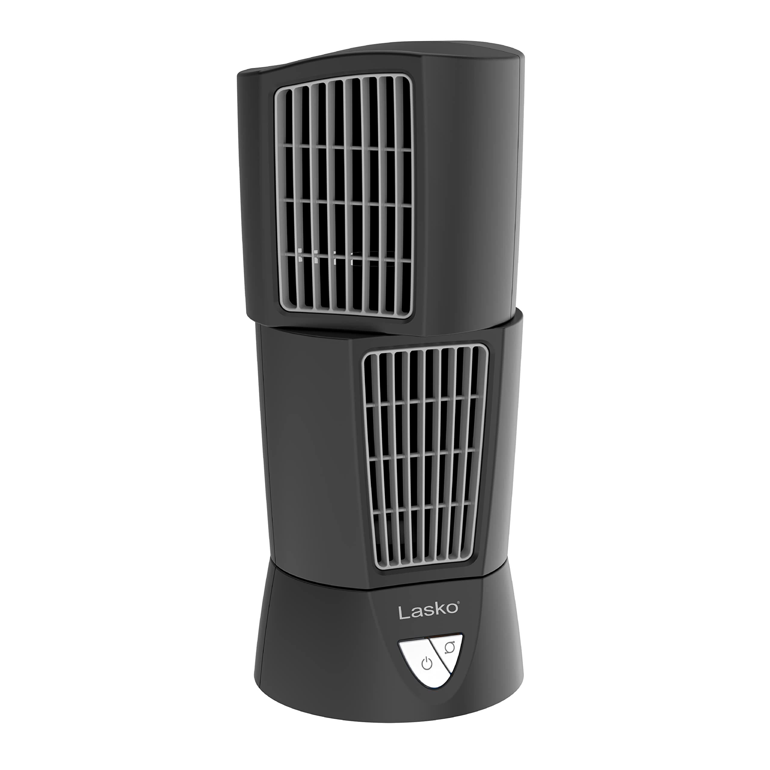 Oscillating Platinum Desktop Wind Tower Fan, 3-Speeds, Compact, Portable with Handle for Office, Bedroom and Kitchen, 14", Black, 4916