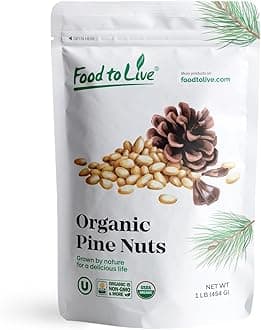 Food to Live Organic Pine Nuts, 1 Pound – Non-GMO, Whole Raw Pignolias, Unsalted, No Shell, Vegan, Kosher, Bulk Snack. Rich in Vitamin E, Protein. Great for Pesto, Salads, Homemade Desserts