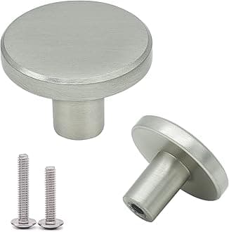 8 Pcs Brushed Nickel Cabinet Door Knobs & Drawer Pulls – Round Door Knobs and Handles for Kitchen Cupboard Dresser Wardrobe, 28 * 20 mm