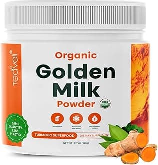 Premium Organic Turmeric Golden Milk Powder with 8 Superfoods- Bioavailable, Delicious & Vegan Golden Milk, Turmeric Tea & Turmeric Latte with KSM66 Ashwagandha, Turmeric, Ginger & Cinnamon Bark