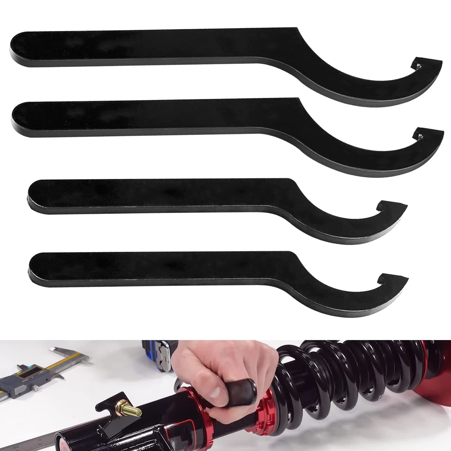- Coilover Adjustment Tool Compatible for Coilovers - K Sport, Skunk 2, Apexi, Megan Racing - 2 Large Steel Spanner Wrenches + 1 Small Wrench