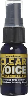 - Clear Voice Oral Throat Spray Singing Ease Clarity Soothing Dampener Moisturizer Relief Vocal Eze Reducer Booster Treatment Secret, Made in USA, Honey Lemon Flavor, 1 Fl Oz