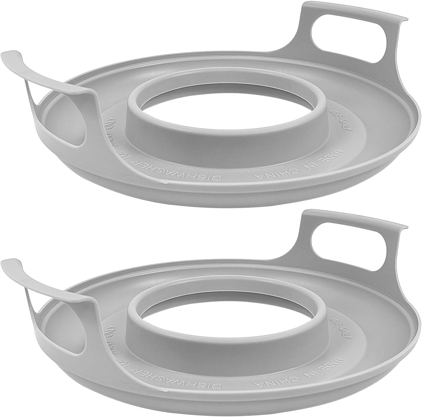 2 Pack Microwave cool plate and spillover caddy with handles. For bowls, plates and microwave meals. BPA free