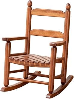 Kids Rocking Chair Wooden Rocker Small Baby Toddler Child Comfy Furniture Outdoor Indoor Reading Room Bedroom Living Room Ages 3-6 Anti-Tip Design Safe & Sturdy Brown