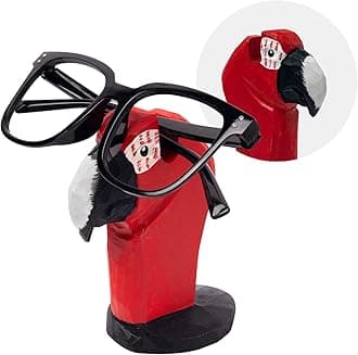 JIANGCHENG Handmade Wood Carving Eyeglasses Spectacle Holder Stand Sunglasses Display Rack Home Office Desk Décor Gift (Parrot)