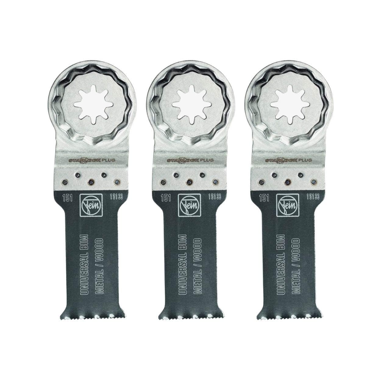 FEINStarLock Plus E-Cut Universal Oscillating Saw Blade - Narrow Waisted 1-1/8" Width for Copper Pipes, Wood, Drywall, Plastics - Fits Most Multitools - 3-Pack - 63502151270