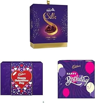 Cadbury Dairy Milk Silk Pralines Chocolate Gift Box, 176g & Birthday Celebrations Box, 430g & Valentine Gift Pack, 281g